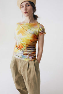 Santa Monica Sunset Asymmetric Acetate Knitted T-shirt