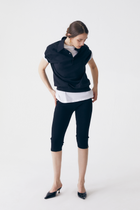 Nina Cotton Polo Shirt - Black