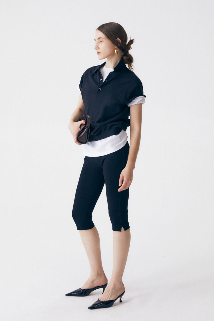 Nina Cotton Polo Shirt - Black