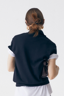 Nina Cotton Polo Shirt - Black