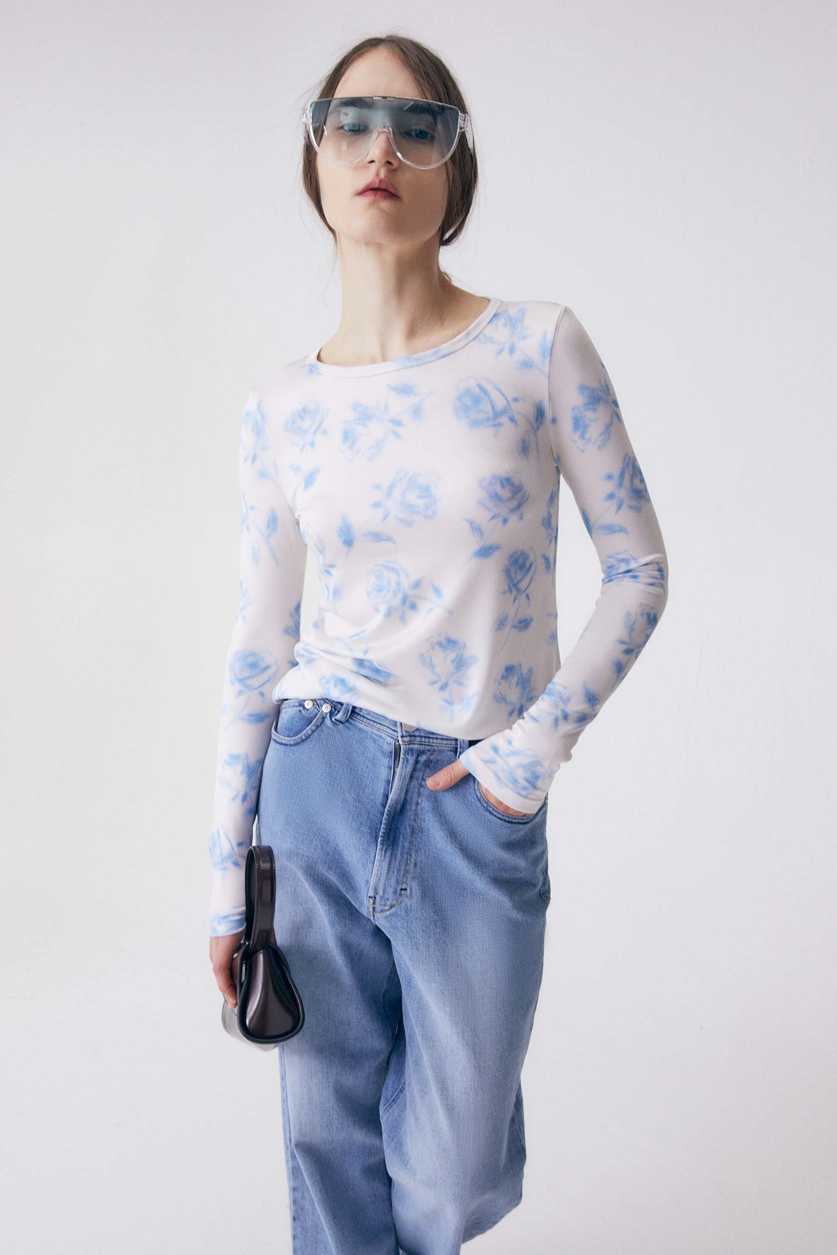 Roses Printed Long Sleeve Top