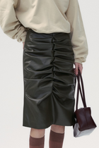 Alexa Sustainable Leather Skirt - Olive green