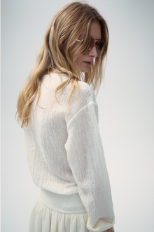 Voluminous Wool Blend Knitted Pullover - White