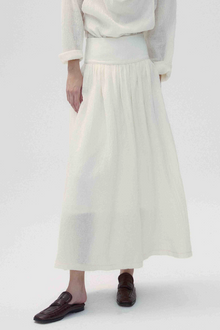 Wool Blend Knitted Umbrella Skirt - White