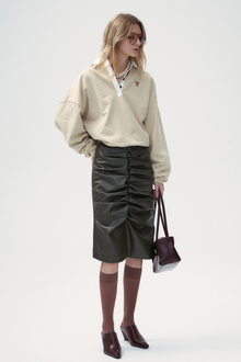 Alexa Sustainable Leather Skirt - Olive green