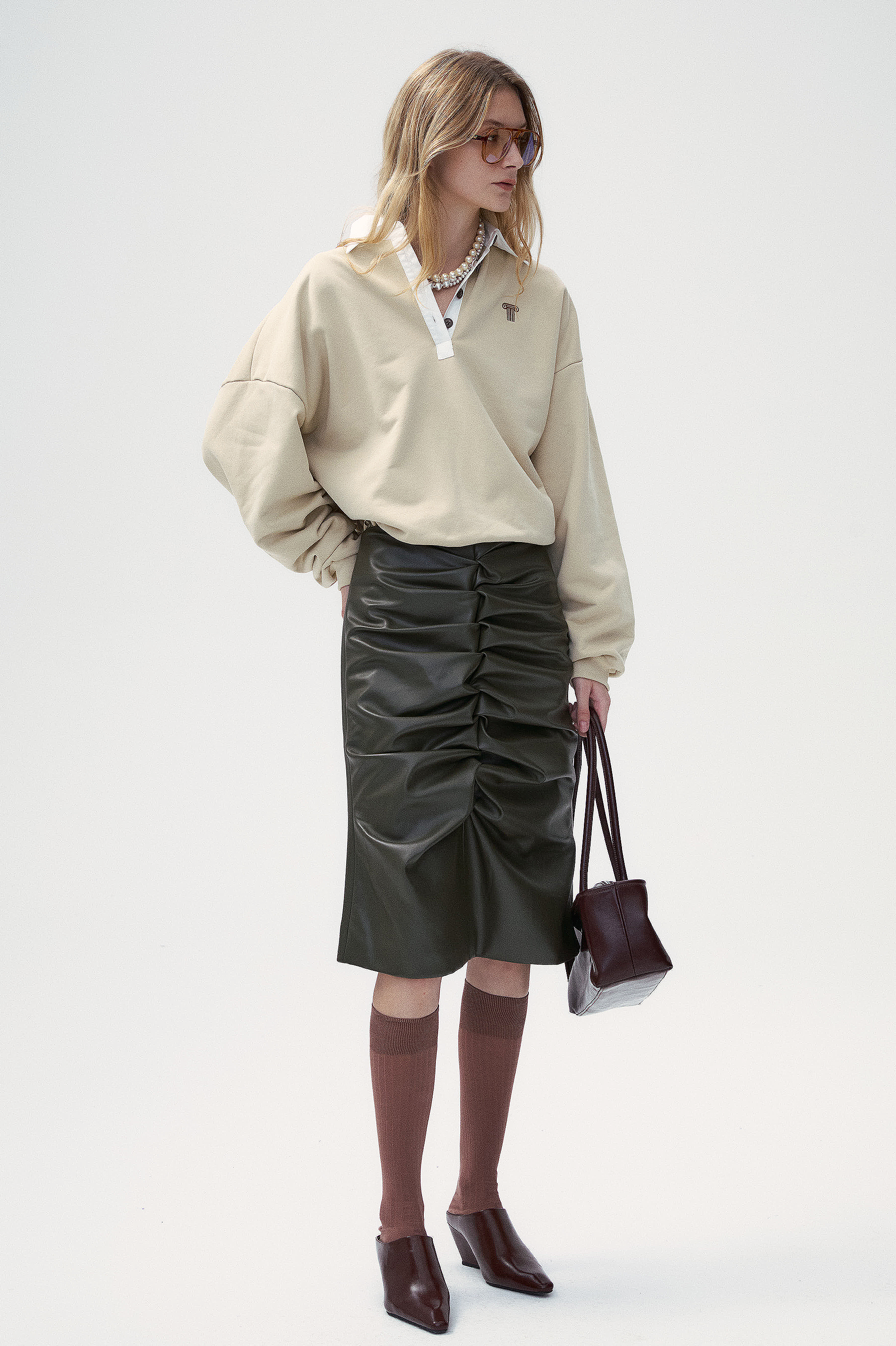 Alexa Sustainable Leather Skirt - Black