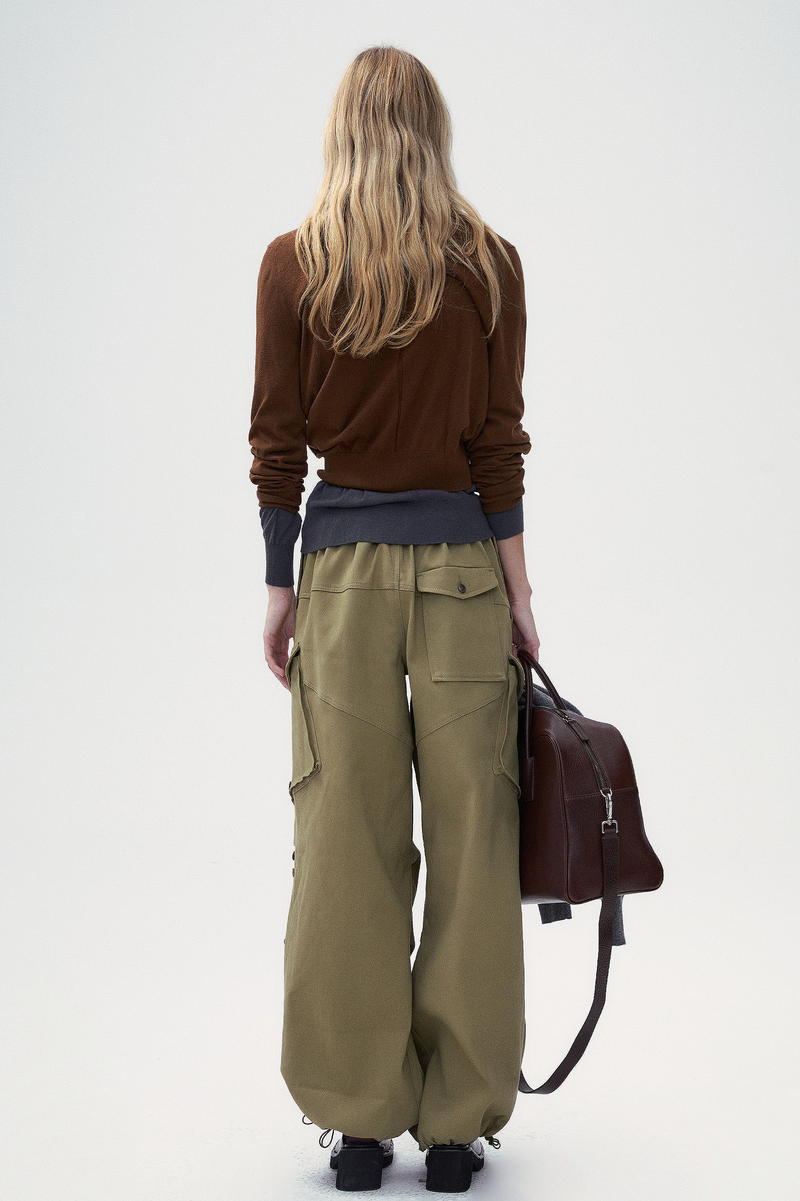 Khaki Cotton Twill Cargo Pants