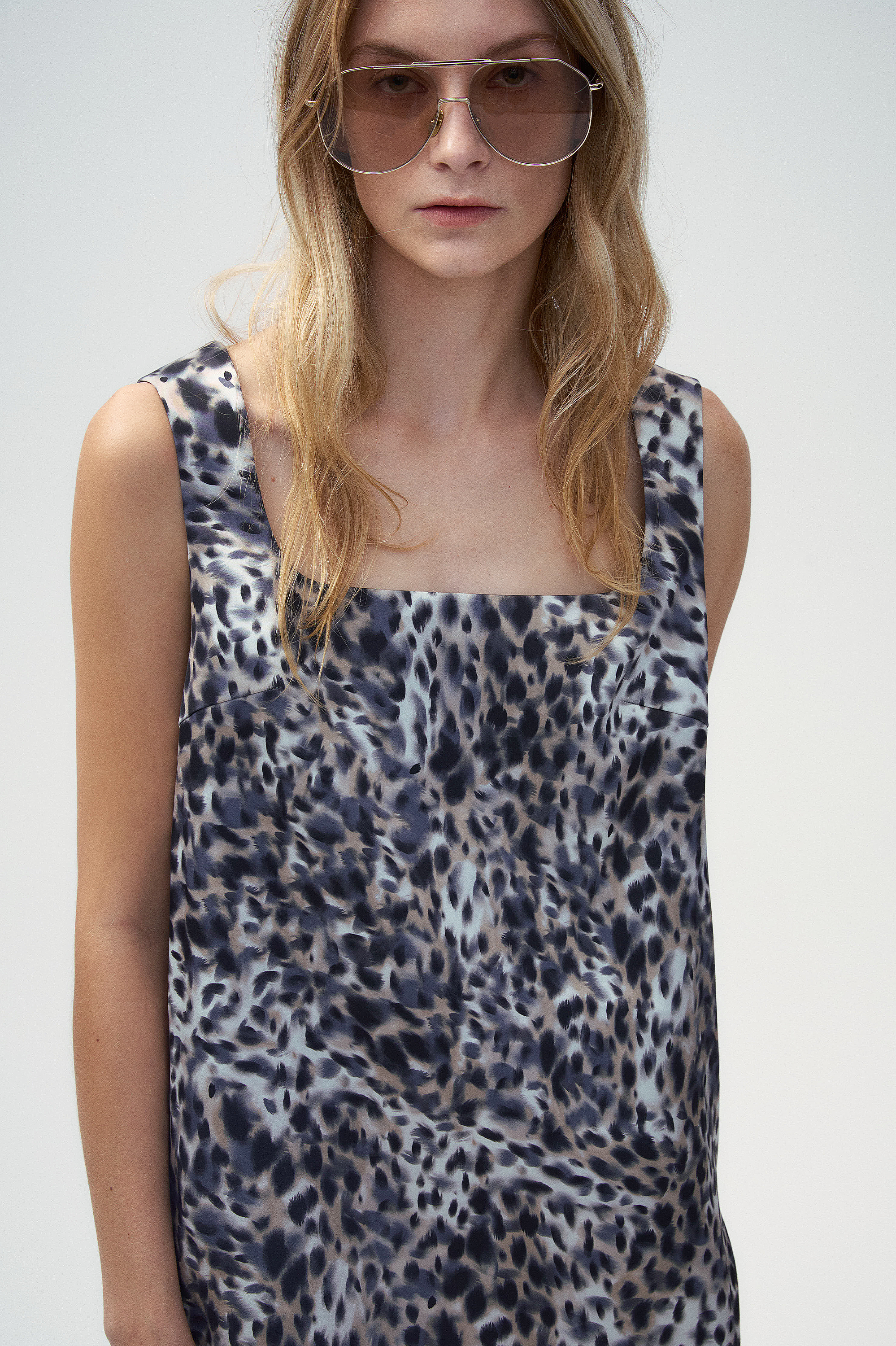 Leopard Print U-neckline A shape Dress