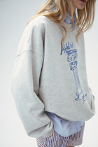 “Bon voyage” Sweatshirt Capsule Series – “Meet the Goddess” Greek Pillar Sweatshirt - Light floral gray