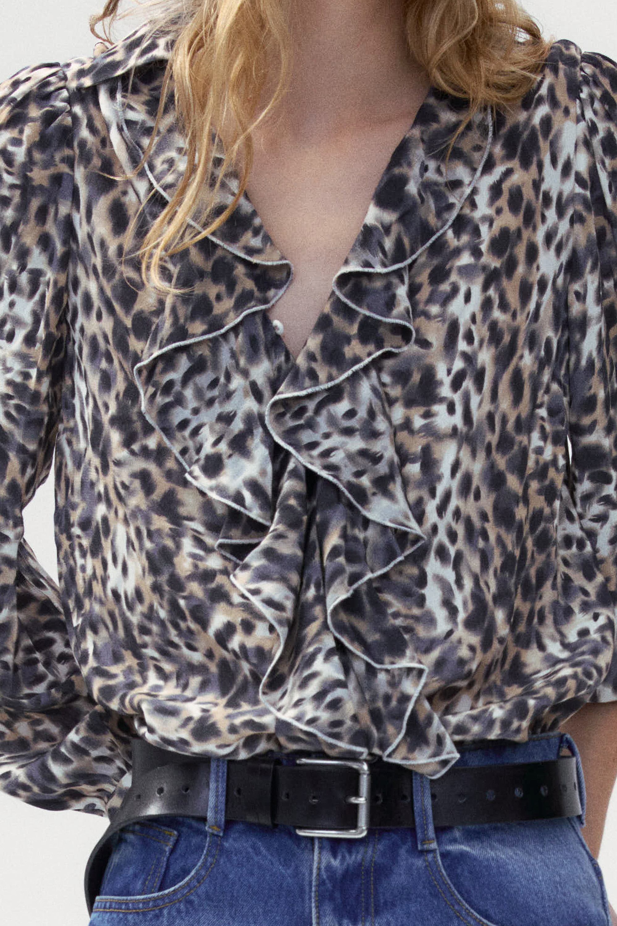 Leopard print Ruffled Shirt