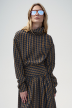 Two-lapel Plaid Fake Two-piece Dress