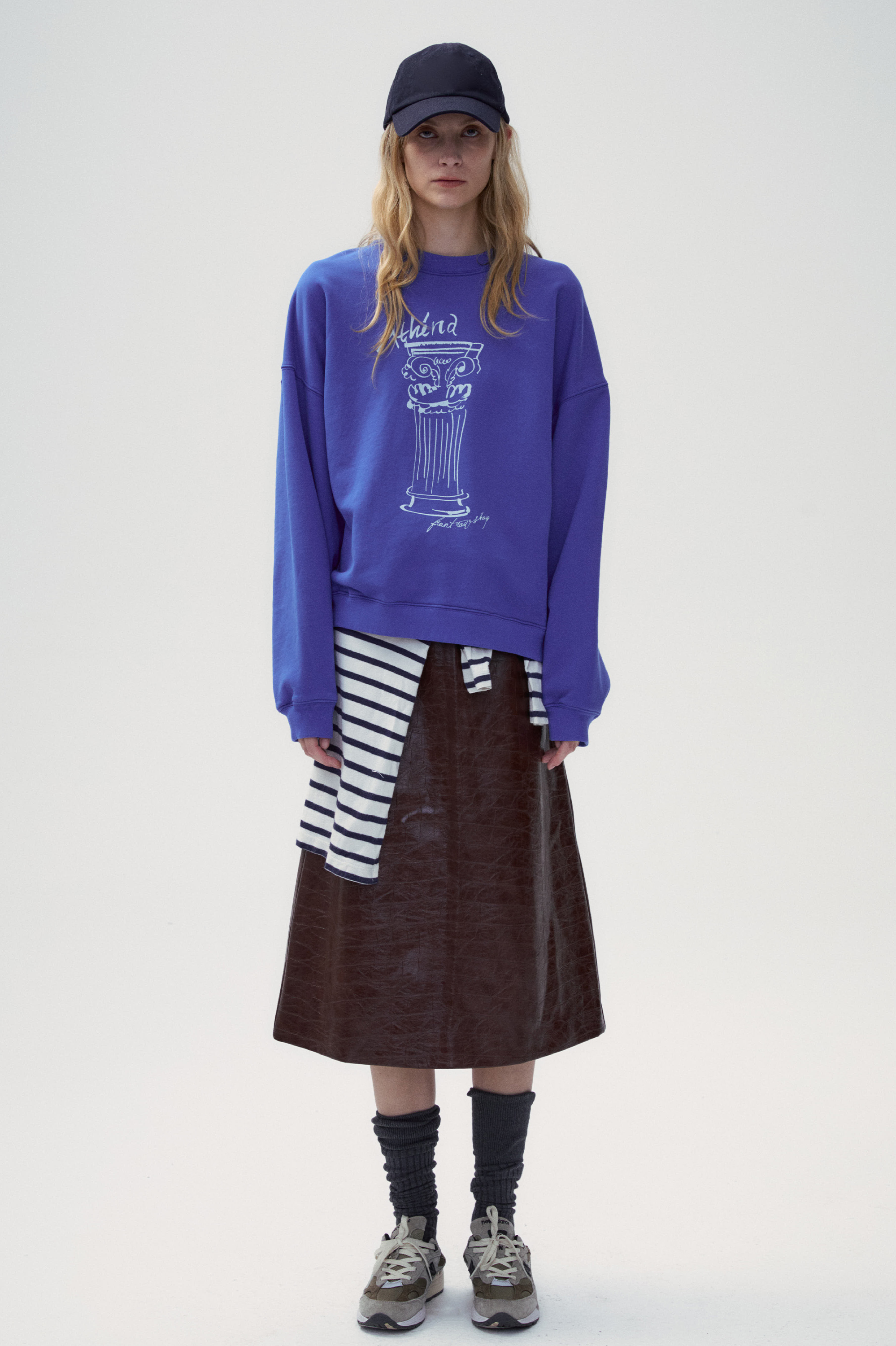 “Bon voyage” Sweatshirt Capsule Series – “Meet the Goddess” Greek Pillar Sweatshirt - Sapphire blue