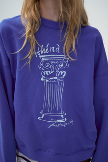 “Bon voyage” Sweatshirt Capsule Series – “Meet the Goddess” Greek Pillar Sweatshirt - Sapphire blue