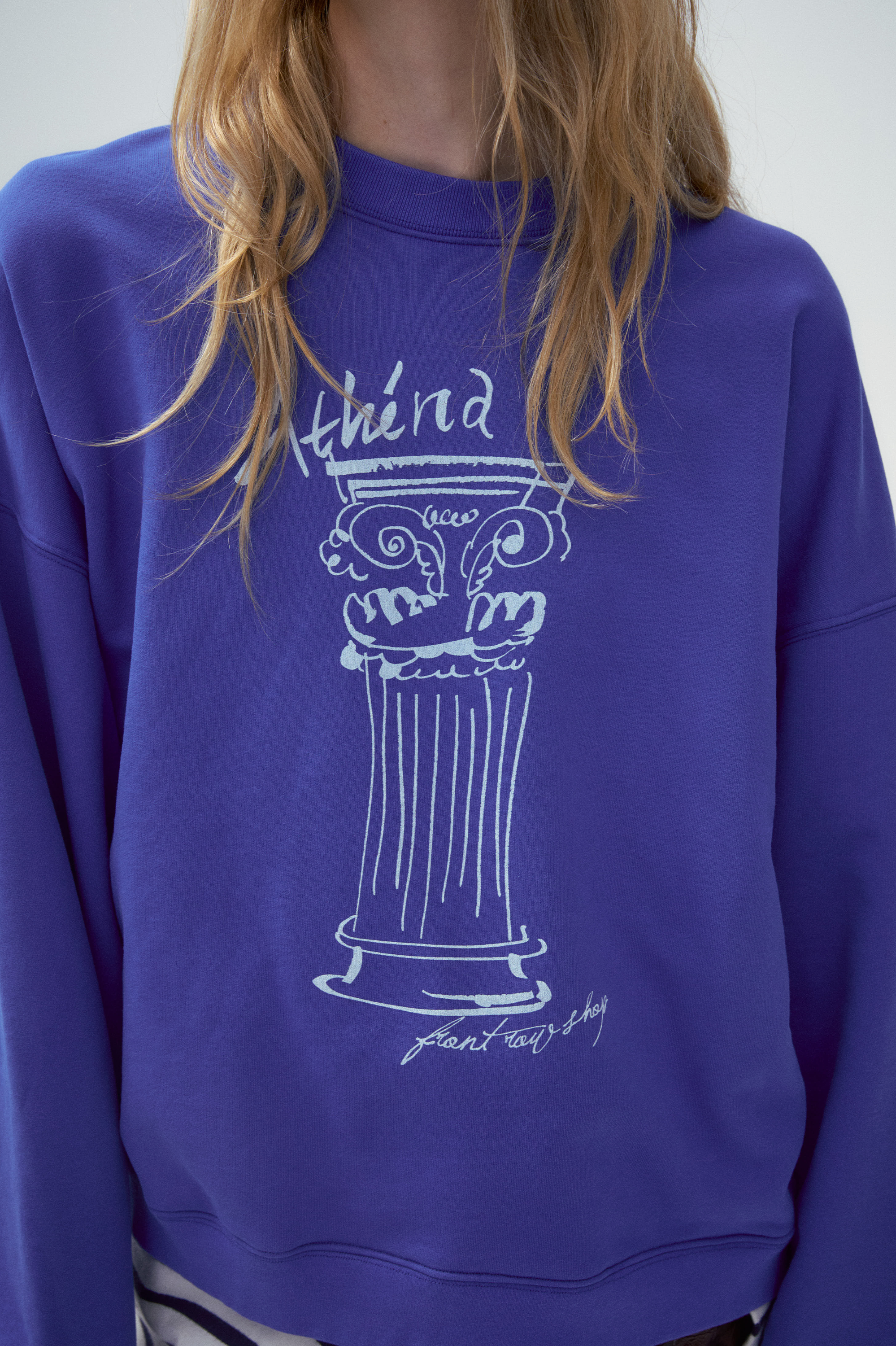 “Bon voyage” Sweatshirt Capsule Series – “Meet the Goddess” Greek Pillar Sweatshirt - Sapphire blue