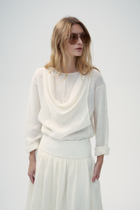 Voluminous Wool Blend Knitted Pullover - White