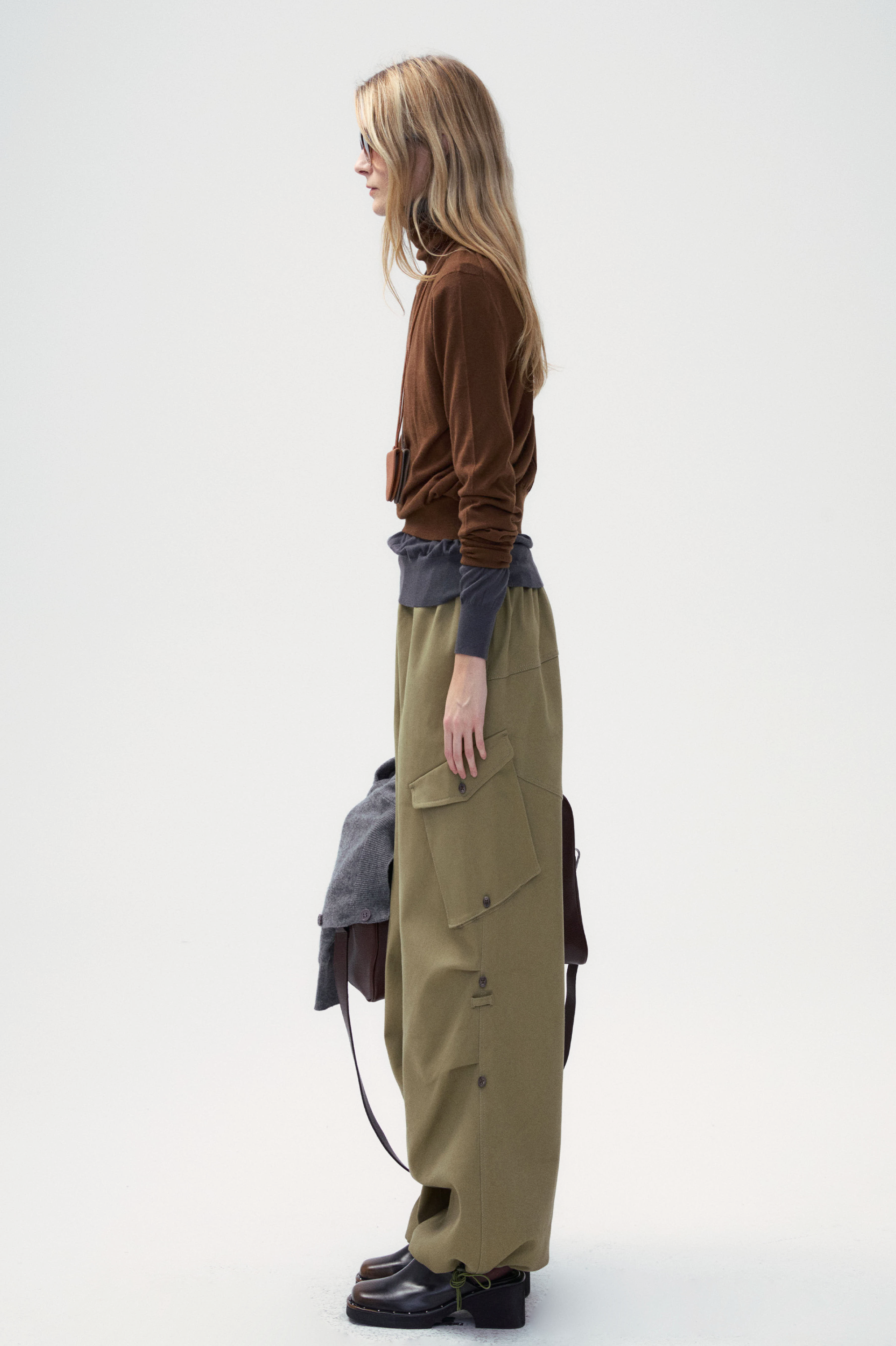 Khaki Cotton Twill Cargo Pants