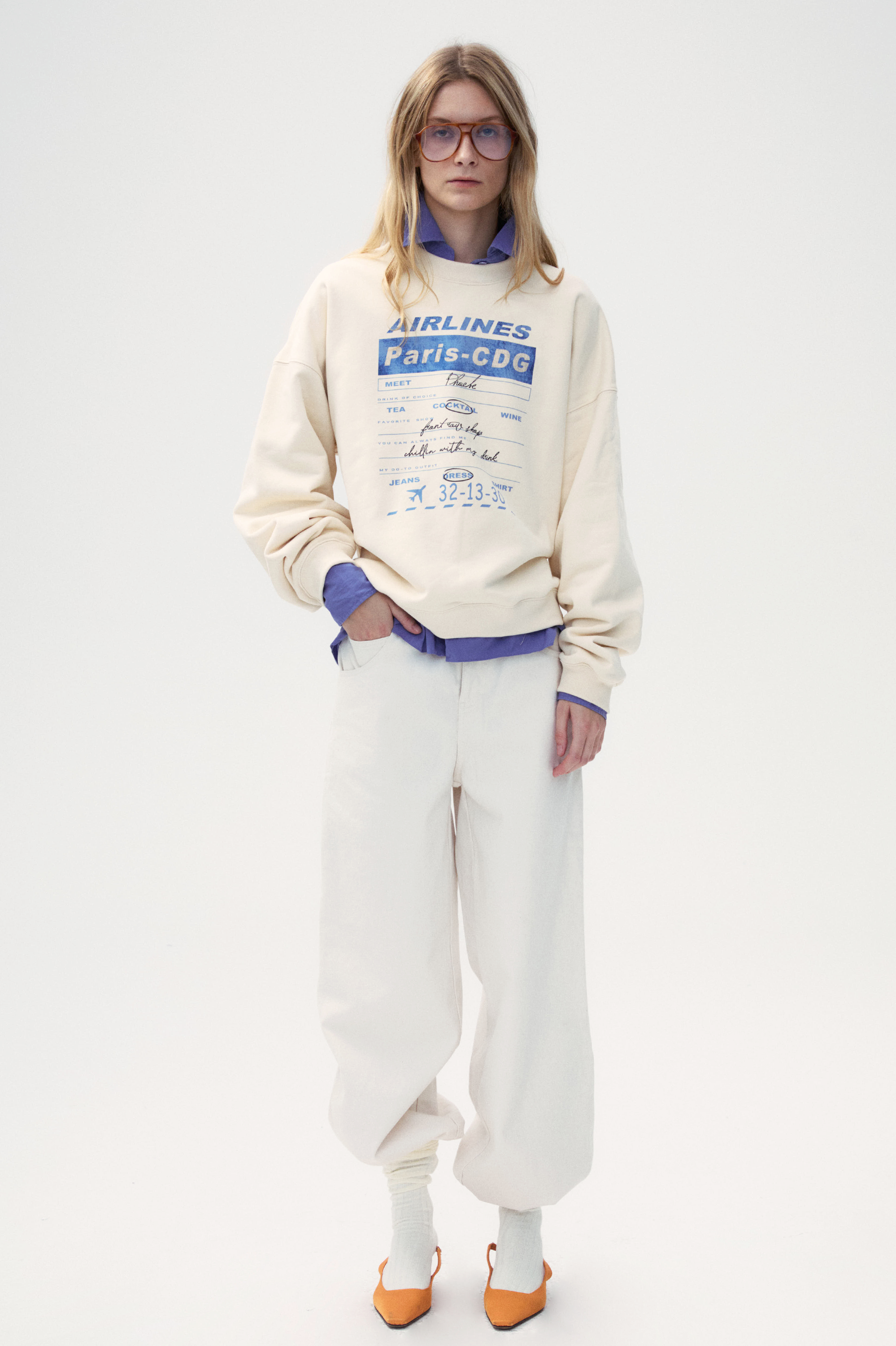 "Bon Voyage" Capsule Series - "Ticket to Paris" Sweatshirt - Cream white