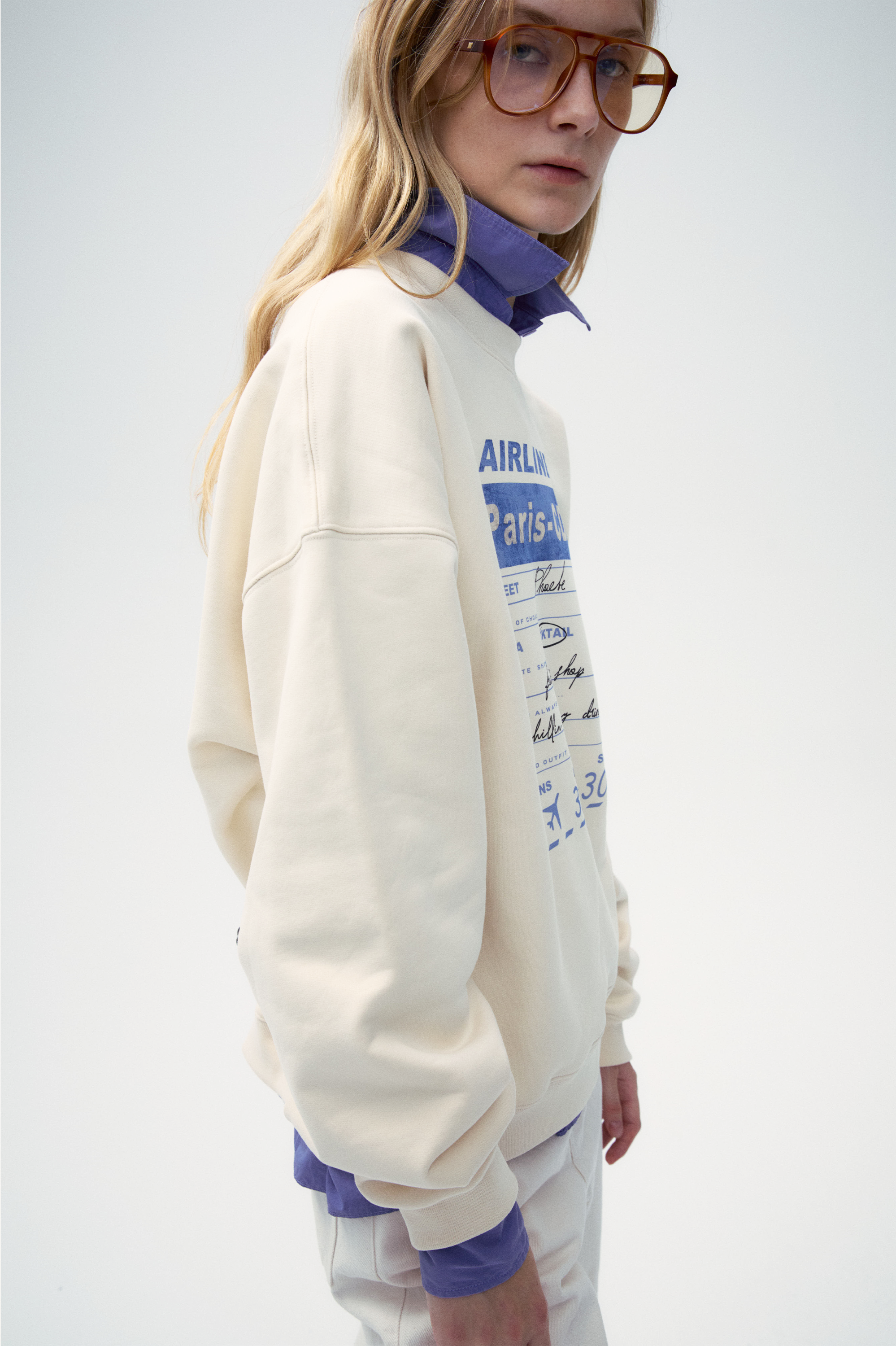 "Bon Voyage" Capsule Series - "Ticket to Paris" Sweatshirt - Cream white