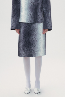 Gray fur quilted skirt