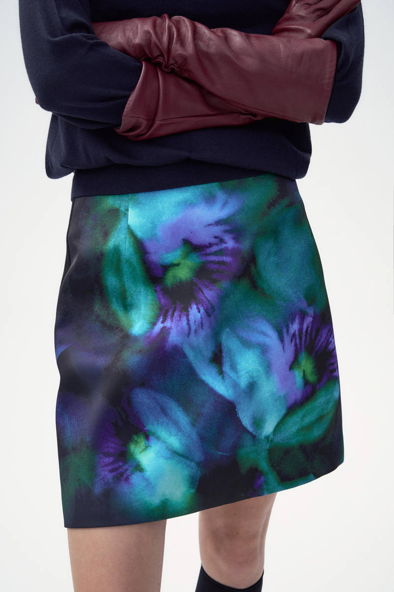 Lotus Print A shape mini skirt