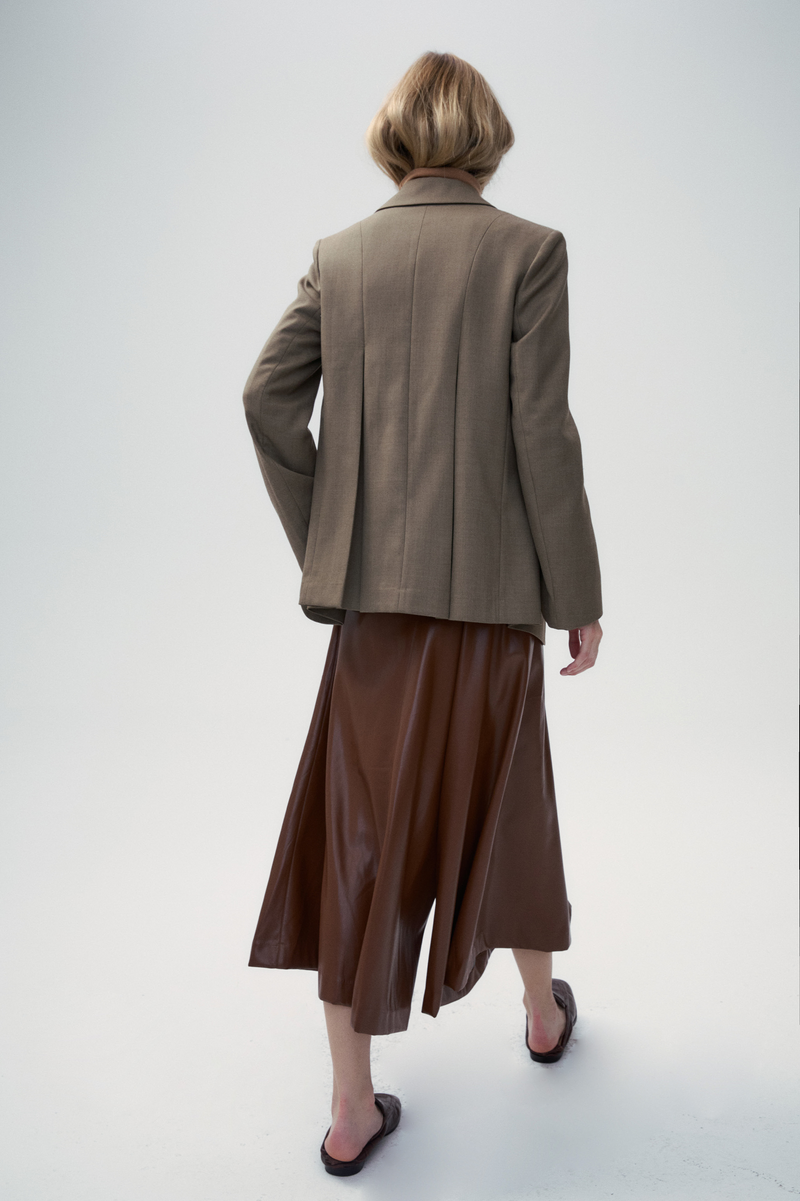 Sheepskin Deconstructed Wide Hem Apron Pants