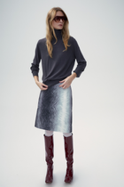 Gray fur quilted skirt